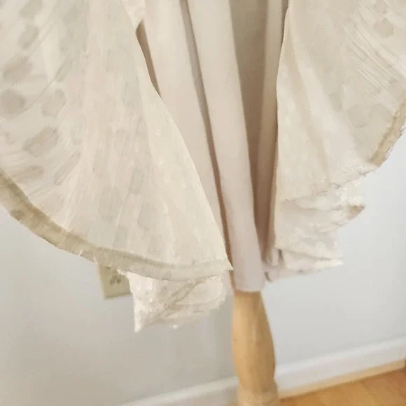 New Lulus Dress XL Swiss Dot Peasant Long Slv Cream Womens Casual Party … - Picture 8 of 15